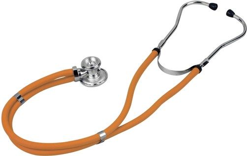 Veridian Healthcare 05-11109 Sterling Series Sprague Rappaport-Type Stethoscope, Orange, Slider Pack, Traditional heavy-walled vinyl tubing blocks extraneous sounds, Durable, chrome-plated zinc alloy rotating chestpiece features two inner drum seals, effectively preventing audio leakage, Latex-Free, Thick-walled vinyl tubing, UPC 845717001656 (VERIDIAN0511109 0511109 05 11109 051-1109 0511-109)