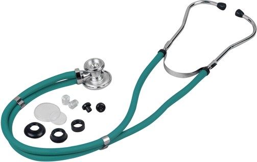 Veridian Healthcare 05-11113 Sterling Series Sprague Rappaport-Type Stethoscope, Teal, Slider Pack, Traditional heavy-walled vinyl tubing blocks extraneous sounds, Durable, chrome-plated zinc alloy rotating chestpiece features two inner drum seals, effectively preventing audio leakage, Latex-Free, Thick-walled vinyl tubing, UPC 845717001687 (VERIDIAN0511113 0511113 05 11113 051-1113 0511-113)