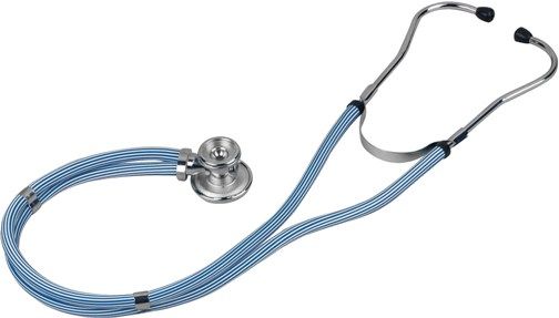 Veridian Healthcare 05-11203 Sterling Series Sprague Rappaport-Type Stethoscope, Royal Blue Striped, Slider Pack, Traditional heavy-walled vinyl tubing blocks extraneous sounds, Durable, chrome-plated zinc alloy rotating chestpiece features two inner drum seals, effectively preventing audio leakage, Latex-Free, UPC 845717001700 (VERIDIAN0511203 0511203 05 11203 051-1203 0511-203)
