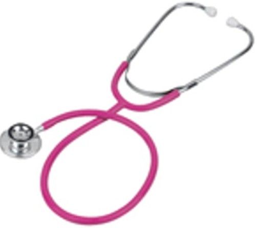 Veridian Healthcare 05-12008 Prism Series Aluminum Dual Head Stethoscope, Magenta, Boxed, Lightweight anodized aluminum rotating chestpiece with color-coordinating diaphragm retaining ring and bell ring, Latex-Free, Tube length 22