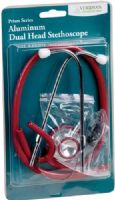 Veridian Healthcare 05-12112 Prism Series Aluminum Dual Head Stethoscope, Red, Slider Pack, Lightweight anodized aluminum rotating chestpiece with color-coordinating diaphragm retaining ring and bell ring, Latex-Free, Tube length 22"/total length 30", Includes: Red stethoscope with soft vinyl eartips and spare set of mushroom eartips, UPC 845717002042 (VERIDIAN0512112 0512112 05 12112 051-2112 0512-112) 