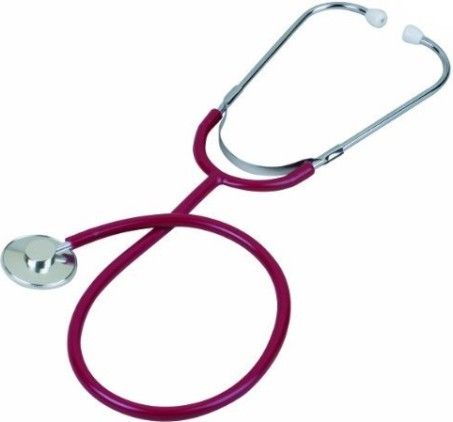 Veridian Healthcare 05-12304 Prism Series Aluminum Single Head Nurse Stethoscope, Burgundy, Boxed Pack, Lightweight anodized aluminum chestpiece with color-coordinating diaphragm retaining ring, Latex-Free, Tube length 22