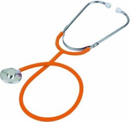 Veridian Healthcare 05-12309 Prism Series Aluminum Single Head Nurse Stethoscope, Orange, Boxed Pack, Lightweight anodized aluminum chestpiece with color-coordinating diaphragm retaining ring, Latex-Free, Tube length 22