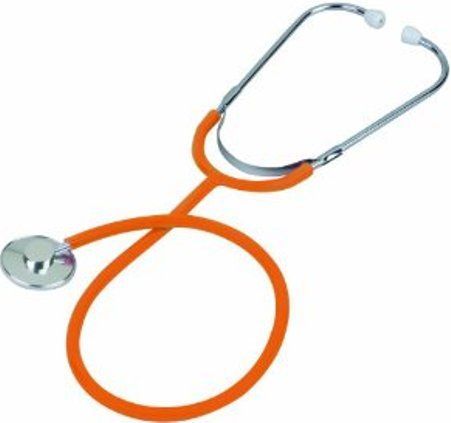 Veridian Healthcare 05-12409 Prism Series Aluminum Single Head Nurse Stethoscope, Orange, Slider Pack, Lightweight anodized aluminum chestpiece with color-coordinating diaphragm retaining ring, Latex-Free, Tube length 22