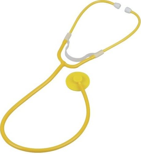 Veridian Healthcare 05-13514 Single Patient Use Disposable Stethoscope, Yellow, Disposable design helps prevent cross-contamination in infectious situations, Features a plastic binaural, ultra-sensitive plastic chestpiece and latex-free vinyl tubing, Latex-Free, Tube length 22