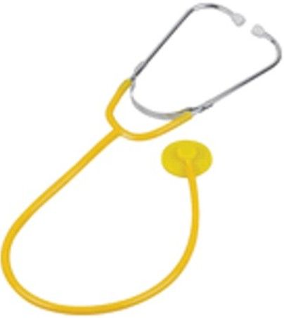 Veridian Healthcare 05-13614 Single Patient Use Disposable Stethoscope with Aluminum Binaural, Yellow, Disposable design helps prevent cross-contamination in infectious situations, Features an aluminum binaural, ultra-sensitive plastic chestpiece and latex-free vinyl tubing, Latex-Free, Tube length 22