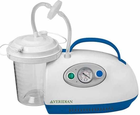 Veridian Healthcare 11-110 VH Suction Pump Tabletop Aspirator System; Includes: Suction pump unit, 1 liter reusable collection jar with lid, tubing/filter set, five air filters, removable DC power cord;Adjustable vacuum flow regulator with vacuum flow adjustment range of 150-550 mm and free flow of 28 liters/minute; One-liter reusable collection jar with cc measurement markings; Suitable for home and clinical applications; UPC 845717111102 (VERIDIAN11110 VERIDIAN 111-10)