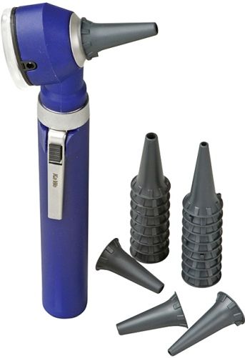 Veridian Healthcare 12-13302 KaWe Piccolight F.O. Navy Blue Otoscope, Sky, Lightweight, plastic design with convenient pocket clip, First-class fiber optic illumination, 2.5V bright white xenon lamp, Illuminant lifespan approx. 20 hrs., Illumination intensity over 15000 Lux, Pivoting 3X lens magnification, UPC 845717133036 (VERIDIAN1213302 1213302 121-3302 1213-302 12133-02)