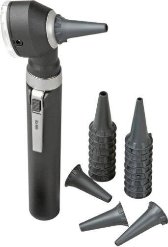 Veridian Healthcare 12-13501 KaWe Piccolight F.O. Black LED Otoscope, Night, Lightweight, plastic design with convenient pocket clip, First-class fiber optic illumination, 2.5V bright white xenon lamp, Illuminant lifespan approx. 100000 hrs., Illumination intensity over 8000 Lux, Pivoting 3X lens magnification, UPC 845717135030 (VERIDIAN1213501 1213501 121-3501 1213-501 12135-01)
