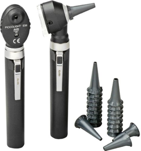 Veridian Healthcare 12-33401 KaWe Piccolight Fiber Optic/E56 Black Set, Night, Set includes: Complete otoscope with lamp, complete ophthalmoscope with lamp, tube of ten 2.5 mm and ten 4.0 mm disposable specula, hard-plastic storage box with foam-lining and two-year warranty (excludes lamp and batteries), UPC 845717310017 (VERIDIAN1233401 1233401 12 33401 123-3401 1233-401 1233-401)