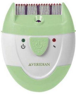 Veridian Healthcare 15-001 Finito Electronic Lice Comb; Quiet operation, no buzz or electronic hum; Removable metal comb with insulated comb tips, Two operation modes - on, or on with LED light for use on dark hair or in low-light settings; Louse detection red light LED alert; Built-in cleaning brush for clearing tines; UPC 845717150019 (VERIDIAN15001 VERIDIAN 15-001)