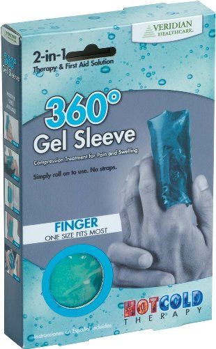 Veridian Healthcare 24-955 Reusable Gel Sleeve, Finger, 1 ID x 4 L, Revolutionary gel sleeve surrounds treatment area and delivers soothing comfort and compression, Helps relieve pain and swelling, Multiple uses: Freeze, refrigerate, hot water or microwave, Durable clinical grade polyurethane gel sleeve, UPC 845717249553 (VERIDIAN24955 24955 24 955 249-55)