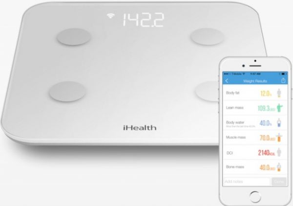 Veridian Healthcare HS6 iHealth Core Wireless Body Composition Digital Scale; Elegant and accurate, Easy set-up, Provides a complete assessment of your body composition, Beautifully designed, this smart scale meets rigorous accuracy standards in both US and Europe, More than just your weight, Measures weight and body mass index, body fat, lean muscle, bone mass, water weight; UPC 855111003088 (VERIDIANHS6 VERIDIAN HS6)