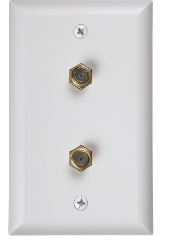 RCA VH128R Coaxial Duplex Wall Plate, Coaxial duplex wall plate, Professional looking, For cable installation, Comes in white, UPC 079000308768 (VH128R VH-128R)
