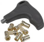 RCA VH149R F Connector Install Tool, F-connector installation tool Helps install or remove connectors from bulk coax, Includes 10 F connectors, UPC 044476060847 (VH149R VH149R) 