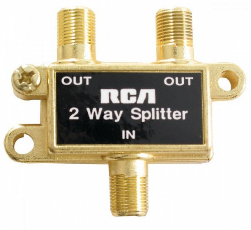 RCA VH47R Video 2 Way Signal Splitter; Frequency is 5 to 900 MHz; Corrosion resistant connector; Reliable and precise connection; Use for cable TV, antennas, DVD, or VCR connection; Splits a single coaxial signal into two separate signals; UPC 079000403364 (VH47R VH-47R)