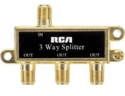 RCA VH48R Video 3 Way Signal Splitter; Frequency is 5 to 900 MHz; Corrosion resistant connector; Reliable and precise connection; Use for cable TV, antennas, DVD, or VCR connection; Splits a single coaxial signal into two separate signals; UPC 079000308713 (VH48R VH-48R)