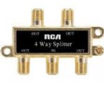 RCA VH49R Video 4 Way Signal Splitter; Frequency is 5 to 900 MHz; Corrosion resistant connector; Reliable and precise connection; Use for cable TV, antennas, DVD, or VCR connection; Splits a single coaxial signal into four separate signals; UPC 079000403371 (VH49R VH-49R) 
