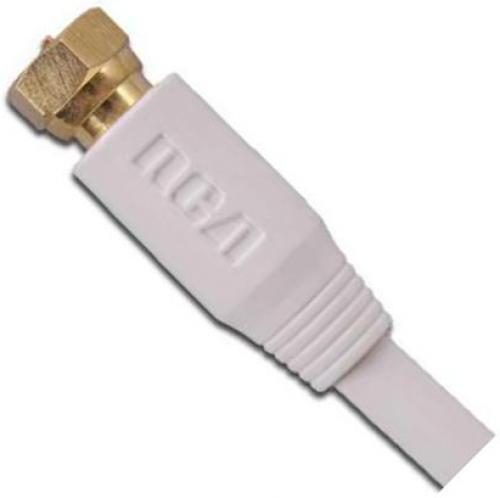 RCA VH625WHR RG6 Digital Coaxial Cable with Gold Plated Screw on F Connectors, Connects antenna cable box TV satellite receivers and more, Available in the color white, Carries audio and video signals, Gold plated screw on F connectors, Ideal for digital components, UPC 079000320654 (VH625WHR VH-625WHR)