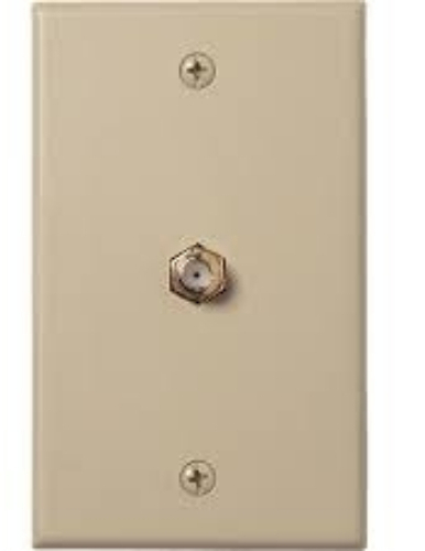 RCA VH62R Coaxial Wall Plate - Ivory, Coaxial wall plate, Single gold plated F connector, For use with both RG6 and RG59 coaxial cables, Flush mount wall plate for professionally installed coaxial cables outlet, Fixed Wall Mount, UPC 079000308720 (VH26R VH-26R)