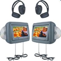 Soundstream VHD-9GR Pre-Installed Headrest with DVD Player Package, Gray, Panel Brightness 400 NIT (ultra high resolution), Resolution 1440 x 234, Playback System (DVD, DVD-R, VCD, SVCD, CD-DA, CD, CD-R/RW, MP-3, Divx), Active Matrix TFT/LCD, 3.5 mini front panel Audio/Video input on both headrests, Selectable DVD or A/V input from other headrest, UPC 709483027121 (VHD9GR VHD 9GR VHD-9G VHD-9 VHD9 GR) 
