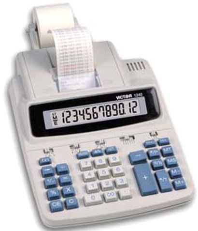 Victor 1240; Desktop Printing Calculator Commercial, Super Large LCD Display, 12 Digit Capacity, Fast, Heavy Duty 3.5 LPS, 2 Color Ribbon Printer, 4 Key Independent Memory (Victor-1240 Victor1240 VIC1240 VCT1240)