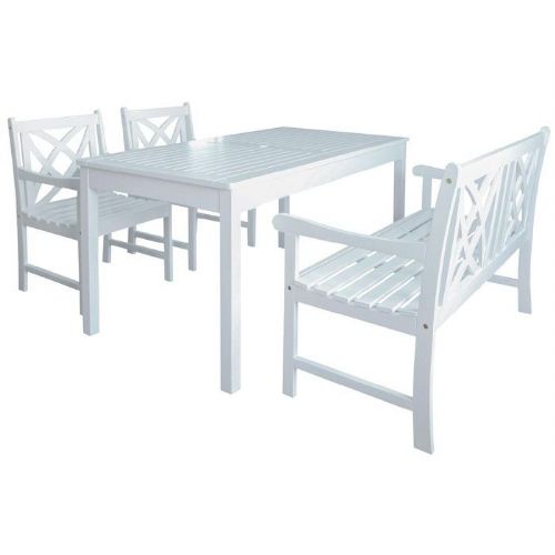 Vifah V1336set18 Bradley Collection Outdoor 4 Piece Patio Dining Set With Table 2 Chairs And 