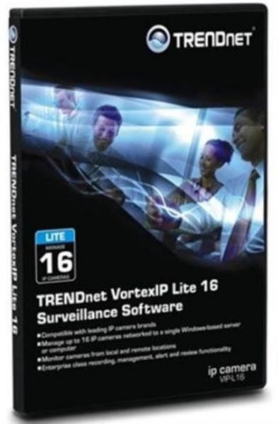 TRENDnet VIP-L16 VortexIP Lite 16 Surveillance Software, 16 cameras License Qty, Windows Platform, Intel Core 2 Duo or better, Windows XP Professional, 520 GB and 1 GB RAM System Requirements, For use with TV-IP100-N, TV-IP100W-N, TV-IP110, TV-IP110W, TV-IP201, TV-IP201P, TV-IP201W, TV-IP212, TV-IP212W, TV-IP301, TV-IP301W, TV-IP312, TV-IP312W, TV-IP410, TV-IP410W, TV-IP422, TV-IP422W (VIP L16 VIPL16)