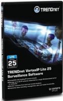 TRENDnet VIP-L25 VortexIP Lite 25 Surveillance Software, 25 cameras License Qty, Windows Platform, Intel Core 2 Duo or better, Windows XP Professional, 1 TB and 2GB RAM System Requirements, For use with TV-IP100-N, TV-IP100W-N, TV-IP110, TV-IP110W, TV-IP201, TV-IP201P, TV-IP201W, TV-IP212, TV-IP212W, TV-IP301, TV-IP301W, TV-IP312, TV-IP312W, TV-IP410, TV-IP410W, TV-IP422, TV-IP422W (VIP L25 VIPL25) 