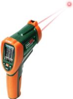 Extech VIR50 Dual Laser IR Video Thermometer; Non-contact IR Temperature measurement from -58 to 3992°F (-50 to 2200°C) with 50:1 distance to target ratio; Built-in VGA (640 x 480) Camera; MicroSD card for capturing images (JPEG) and video (3GP) for viewing on your PC; Dual laser indicates ideal measuring distance where the two laser points converge to a 1" target spot; UPC 793950430507 (VIR-50 VIR 50) 