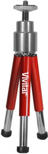 Vivitar VIV-VT-6-RED Mini Red Tripod, Ultra compact is perfect for travel with a 360 degree ballhead that fits most digital cameras and camcorders, 6 Max. Extensions, 6 Folded Size, Max Capacity 1.10 lbs., 3.27 x 8.25 x 1.00, UPC 681066950722 (VIVVT6RED VT-6-RED VT-6 RED VIV-VT-6 VT-6-RED)