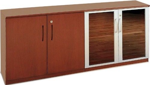 Mayline VLC-CHY Low Wall Cabinet With Wood And Glass Door - 72