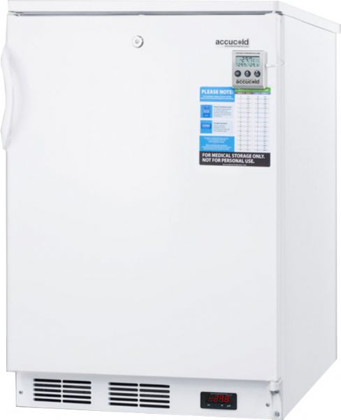 Summit VLT650 Counter-Depth Laboratory Upright Freezer with Manual Defrost, 3.5 Cu. Ft. Capacity, White Body Color, White Door Color, Reversible Door Swing, Front Lock Type, Manual Defrost Type, Capable of -35C, Alarm, Thermostat Control, Temperature Display (VLT650 VLT-650 VLT 650) 