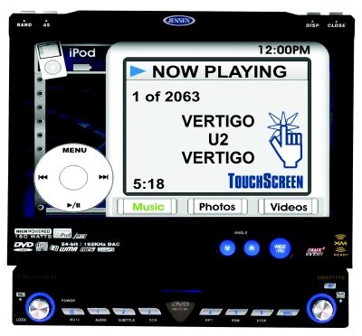 Jensen VM9311TS Multimedia Receiver, CD/DVD/MP3/WMA/iPod and XM Ready Receiver with Fully Motorized 7