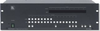 Kramer VP-1608 Model 16x8 RGBHV and Balanced Stereo Audio Matrix Switcher; High Bandwidth 400MHz (–3dB) fully loaded; HDTV Compatible; Control Front panel, RS–232 (K–Router Windows–based Kramer software is included), and RS–485, IR remote (included); Front Panel Control Lockout; Take Button Executes multiple switches all at once; Memory Locations Stores multiple switches as presets to be recalled and executed when needed (VP1608 KRAMER VP 1608 KRAMER VP-1608) 