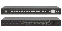 KRAMERELECTRONICSVP444 12 - Input HDMI and Analog ProScale Presentation Digital Scaler/Switcher with Microphone Inputs and Ethernet Control; HDTV Compatible; HDCP Compliant; Video Inputs - 10 HDMI and 2 computer graphics video on 15&#8722;pin HD connectors; Scaled Outputs - 2 HDMI; 22 Output Resolutions - Up to WUXGA/1080p; 2 Microphone Inputs - For mixing, switching or talk&#8722;over (with 48V phantom selection); Auto Input Scanning and Switching; Companion AFV (Audio-Follow-Video) (KRAMERELEC 