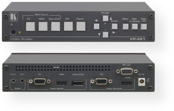 KRAMERELECTRONICSVP4613 - Input Analog and HDMI ProScale Presentation Switcher/Scaler; HDTV Compatible; Multi-Standard Operation - SDI (SMPTE 259M), HD-SDI (SMPTE 292M) and 3G HD-SDI (SMPTE 424M); Scaled Outputs - 1 HDMI, 1 SD/HD/3G HD-SDI on a BNC connector; 40 Output Resolutions - Up to WUXGA, 1080p and 2K; HDMI Deep Color Support - For inputs and outputs; Luma Keying - Via PIP window; Vertical Keystoning (KRAMERELECTRONICSVP461  DEVICE IMAGE CONNECTOR COMPUTER)