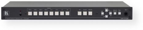 Kramer VP-773A Model 8-Input HDMI and HDBaseT ProScale Presentation Switcher/Scaler; K-IIT XL Picture-in-Picture Image Insertion Technology; Kramer’s PixPerfect Scaling Technology; State-of-the-Art Video Processing Technology; Ultra-Fast Fade-Thru-Black (FTB) Switching; Advanced EDID Management; Mass Notification Emergency Communication System (MNEC); Max. Data Rate 6.75Gbps (VP773A KRAMER VP-773A KRAMER VP773A) 