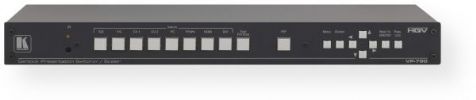 Kramer VP-790 Model 8–Input ProScale Genlock Presentation Scaler/Switcher; Max. Data Rate 3Gbps (3G HD–SDI); HDTV Compatible; HDCP Compliant The HDCP (High Definition Content Protection) license agreement allows copy–protected data on the HDMI input to pass only to the HDMI output; Multi–Standard Operation SDI (SMPTE 259M and SMPTE 344M), HD–SDI (SMPTE 292M) and 3G HD–SDI (SMPTE 424M) (VP790 KRAMER VP-790 KRAMER VP 790) 