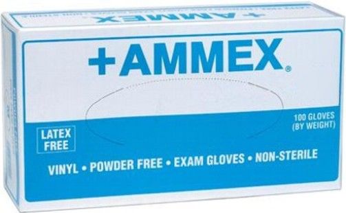 Ammex VPF60100 +AMMEX Extra Small Powder Free Medical Vinyl Gloves, Clear, Beaded Cuff, Smooth, Latex Free, Superb Tensile Strength, Cuff Thickness 3 +/- 1 mil, Palm Thickness 4 +/- 1 mil, Finger Thickness 6 +/- 1 mil, 235 +/- 5 mm Length, 100 gloves per box, Box Dimensions 240 x 125 x 63 mm, UPC 697383401007 (VPF-60100 VPF 60100 VP-F60100)
