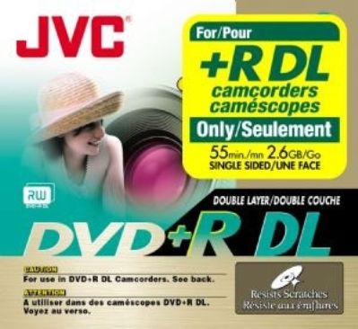 JVC VP-RDL26GU Single DVD+R Double Layer Mini DVD Disc with Hang Tab, 2.6 GB or 55 minutes recording time, Playback compatible with most Double Layer DVD Players and DVD Drives (VPRDL26GU VP RDL26GU VPR-DL26GU VPRD-L26GU)