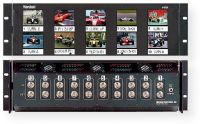 Marshall V-R25P Ten 2.5" LCD Rack Mounted Panel with Auto NTSC/PAL Detection; High Resolution, 480 × 234 pixels, 112320 total pixels; Ten 75 .Self-Terminated Composite Video Inputs with active loop through feature; Automatic NTSC/PAL Video Signal Detection, screen will turn blue with the absence of input signal; 90 degree tilt adjustment while mounted in rack; Display (Viewing Area): 2.5" (1.97" × 1.48"); Resolution (Pixels): 480H × 234V; Dot Pitch: 0.105mm × 0.161mm (VR25P V-R25P V-R25P) 