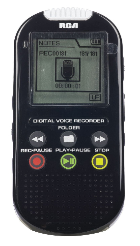 RCA VR5235 4GB digital voice recorder, Up to 1600 hours recording time in long-play mode, 4GB built-in memory, 1.8-in LCD display (1.69-in viewable), USB Connection: Transfer and save audio files to computer via USB connection (cable included), 10 record folders: Organize recordings by category (199 message capacity per folder), RCA Digital Voice Manager Software: Organize and store recordings on your PC or MAC, UPC 044476083778 (VR5235 VR5235)