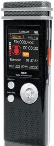 RCA VR5340 Digital Voice Recorder, Up to 800 hours of recording with the 2GB built-in flash memory, 1.8-inch full-color display allows easy access to recorder functions and recordings, Automatic Voice-Activated Record (AVR) senses sound and starts recording automatically, Built-in speaker and microphone, UPC 044476074875 (VR-5340 VR 5340)