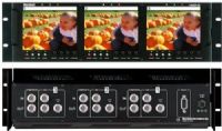 Marshall V-R563P-SDI Triple 5.6" Rack Mounted LCD Panels with Composite Video and SDI Inputs and Reclocked Loop-through, High Resolution, 960 x 234 pixels, 224,640 total, Ultra bright 350 candle luminance, One Composite video input per monitor with active loop-through and 75 Ohm termination (VR563PSDI VR563P-SDI V-R563PSDI VR-563P-SDI) 