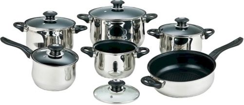 Vinaroz VRSS-222T Vieste Series 12-Piece Stainless Steel Cookware Set with Non-stick Teflon Coating, Vented, Tempered Glass Lid To Monitor Your Cooking, Suitable For Use On All Stove Tops Including Glass And Induction, 3 Ply Base, Full Encapsulated Stainless Steel Disk For Even Heat Distribution, UPC 710645126521 (VRSS222T VRSS222T VR-SS222T VRS-S222T)