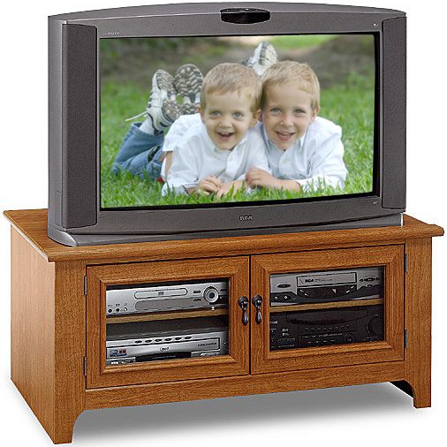 Bush VS01743 TV/VCR Stand 36", Citizen Collection, Medium Superb Oak Finish, Two miter-framed glass doors keep components dust free, Adjustable shelf (VS 01743 VS-01743 01743)