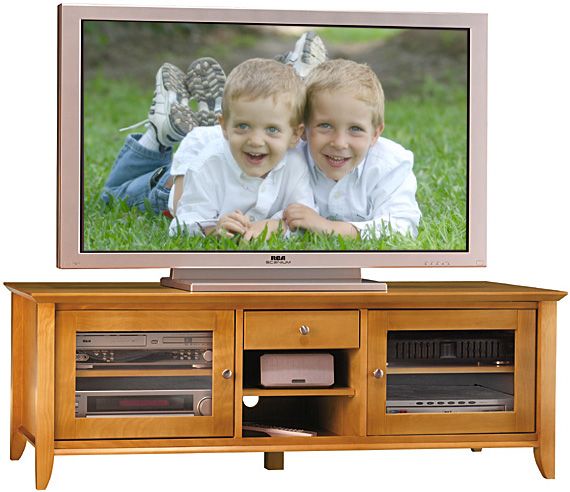 Bush VS05250-03 Console Video Base, Napa Collection, Finished In Light Cherry Veneer; Storage drawer for miscellaneous supplies, Rear wire access and concealment, Adjustable shelves for storage flexibility  (VS0525003  VS-0525003  VS05250 VS-05250) 