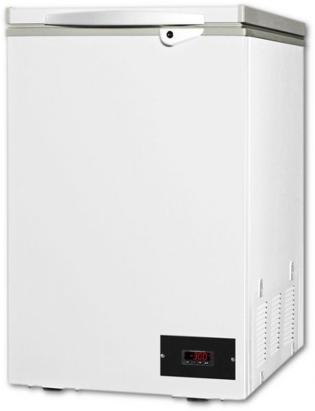 Summit VT44 Freestanding Chest Freezer With 3.5 cu.ft. Capacity, White Door, Manual Defrost, Approved For Medical Use, CFC Free, Factory Installed Lock In White; Factory installed lock, keyed lock offers added security; ICI Vac-Pac system, environmentally friendly cooling system with low energy use; 100 percent CFC free, environmentally friendly design without ozone-damaging chemicals; UPC 761101055824 (SUMMITVT44 SUMMIT VT44 SUMMIT-VT44)