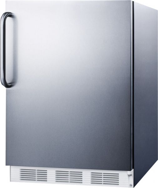 Summit VT65MCSS Built-in or Freestanding Undercounter Medical All-Freezer Capable of -25 C Operation in Complete Stainless Steel, 3.5 cu.ft. Capacity, RHD Right Hand Door Swing, Professional towel bar handle, Manual defrost, Three removable storage baskets, One piece interior liner, Adjustable thermostat, 45.5